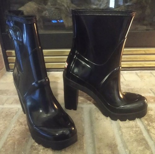 black platform rain boots