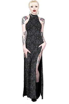 maxi bodycon long sleeve dress Momyknows Black High Neck Side Slit Bodycon Long Sleeve Baby Shower Maternity Maxi Dress Black / S