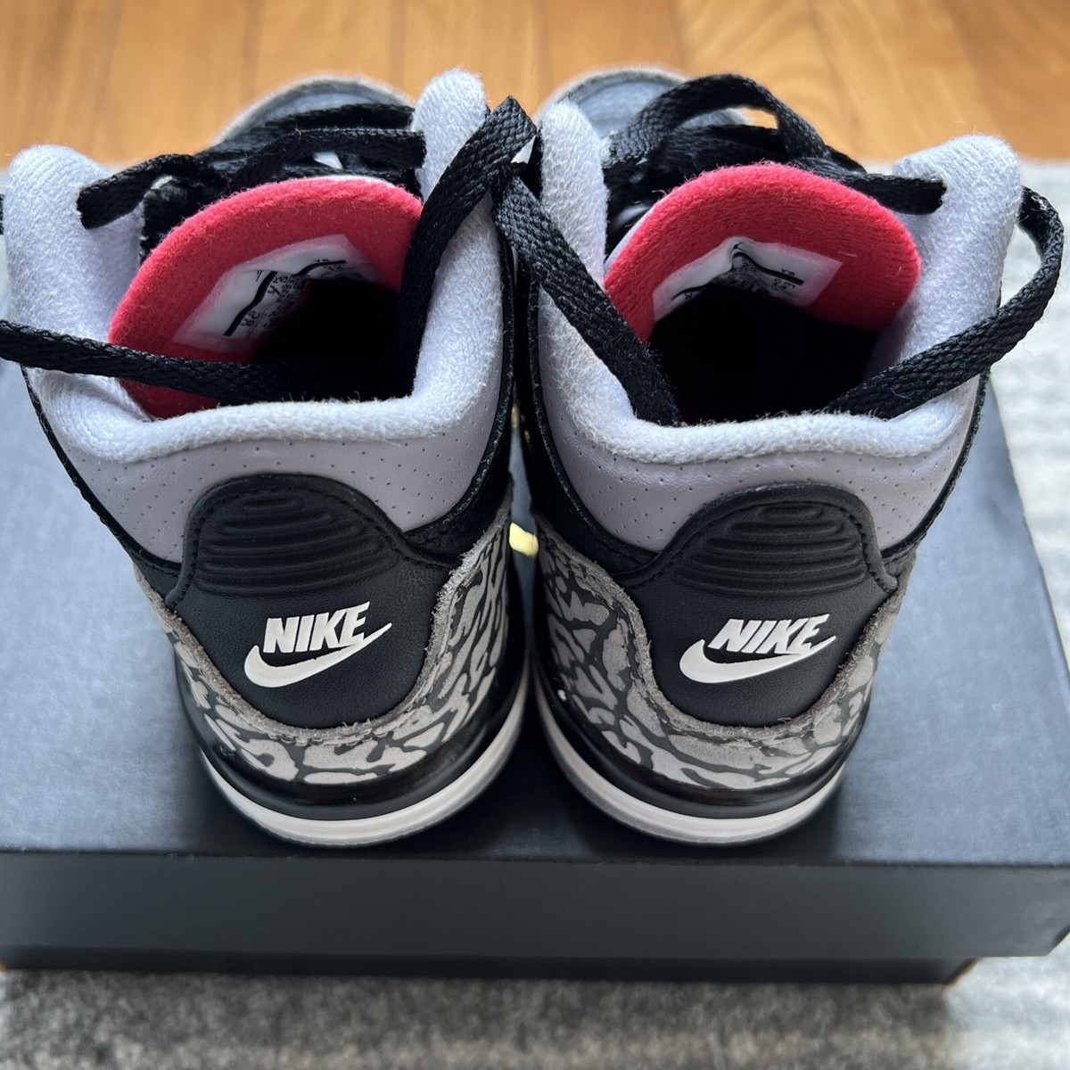 Nike Air Jordan 3 Retro Black Cement Grey Toddler Kids Size 8c