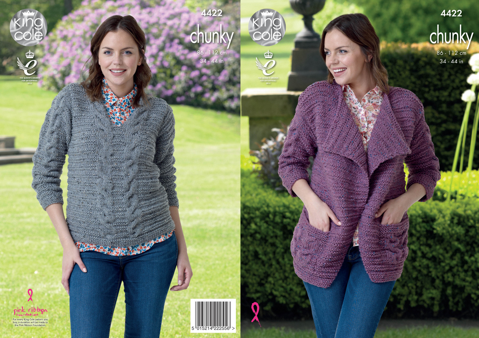 King Cole Ladies Knitting Pattern Cable Detail Jacket Sweater Tweed Chunky 4422