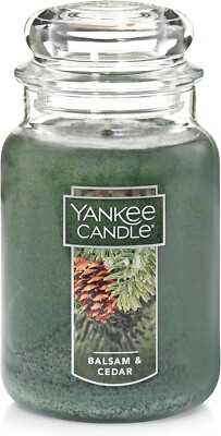Yankee Candle Balsam & Cedar Scented, Classic 22oz Large Jar Single,110 Hours