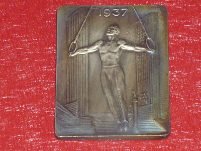 [Coll. Jean DOMARD SPORTS] PLATTE MED.BRONZE -57. BUNDESFEIERTAG 1937 TURNEN