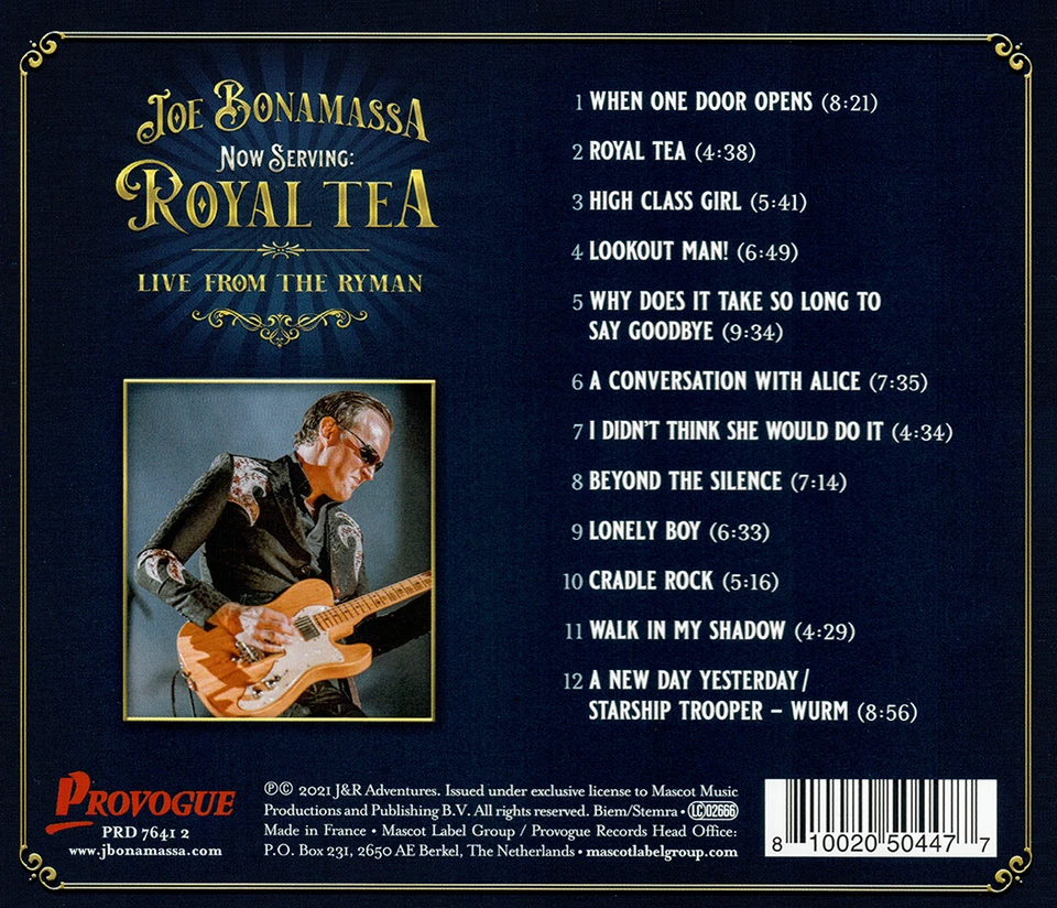 Joe Bonamassa ~ Royal Tea Live From The Ryman CD 2021 Provogue UK •• NEW •• Foto 3 de 3