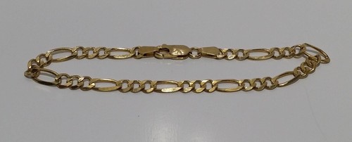 10k 417 yellow gold bracelet 7-3/16" Italian solid figaro link vintage 4g Inny - Picture 4 of 11