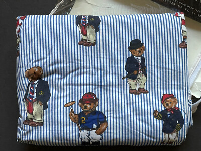 Ralph Lauren ポロベア　フィッテッドシート BLUE *RALPH Lauren *KING Deep FITTED SHEET POLO BEAR Bed Stripe