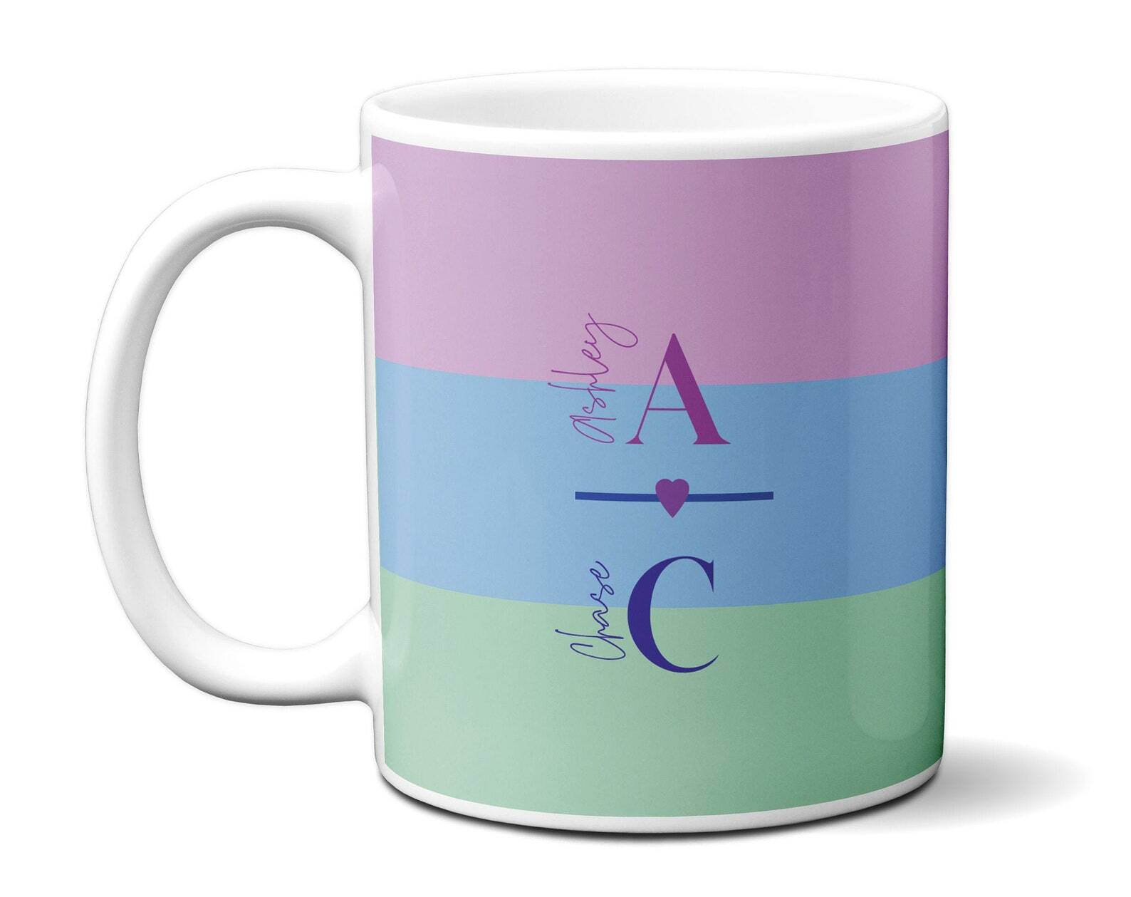 Personalize Valentines Mug Name & Initial Letters Love Heart Cup Gift For Hi