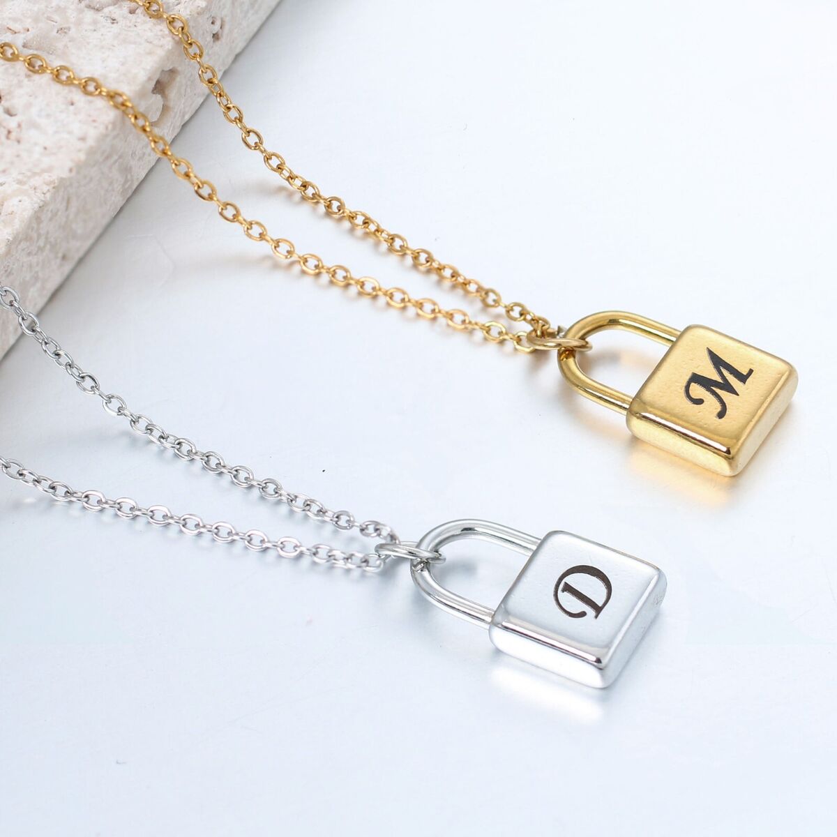 Initial Lock Necklace - Letter Necklace Pendant – SAFONA