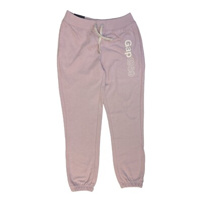 Gap Girl's Youth Pink Sweatpants 1969 Logo Drawstring Waist Elastic Leg
