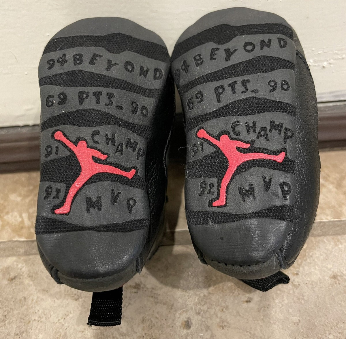VTG 1994 Jordan 10 Shadow Black Red Bred Soft Bottom Baby