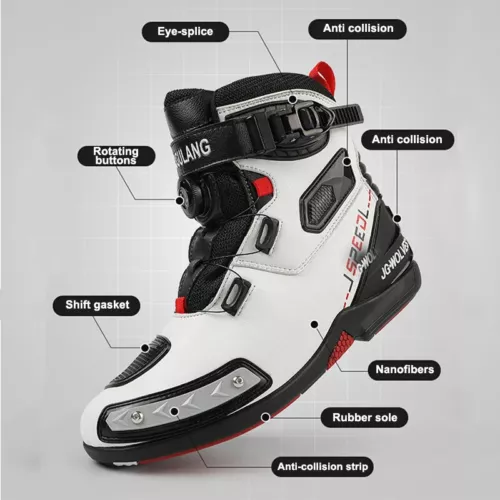 Motorradstiefel Leder Fahrer Schutz Anti Rutsch Off-Road Motorrad Rennschuhe - Bild 2 von 26