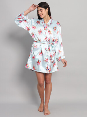 Damen Seide Satin Kimono Robe Bademantel Hochzeit Brautjungfer Nachtwäsche Robe
