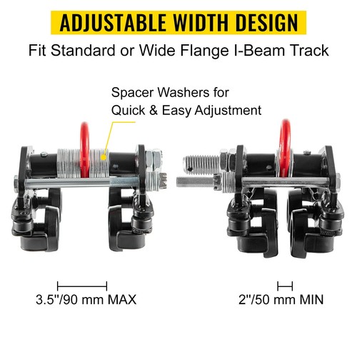 550 - 4400 LBS Push Beam Monorail Trolley Adjustable Lifting Chain Hoist Winch - Picture 4 of 8