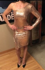 Women Fashion Nova /Solid Cold Shoulder Sequin Sexy Dress/Size Small/knee length