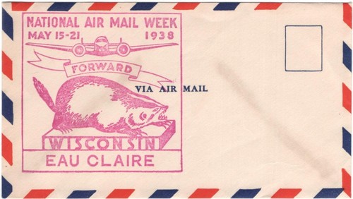 National Air Mail Week (NAMW) cover, Eau Claire, Wisconsin, 1938