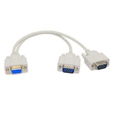 Image of DB9 Y Splitter Cable 30cm - 1 Female to 2 Male RS232 Serial Adapter, Durable