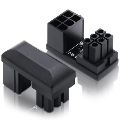 GPU VGA PCIe 6 Pin U Turn 180? Angle Connector Power Adapter 2-Pack