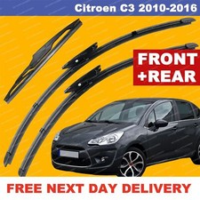 For Citroen C3 10-16 Bayonet Front & Rear Windscreen Wiper Blades SET 26"16"12"