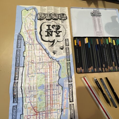 NYC Manhattan Graffiti Bus/Subway Map-Hand Silk Screened. Local Artist, Signed - Picture 2 of 20