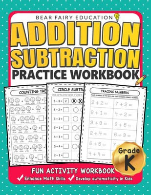 Addition Subtraction Practice Workbook .: Kindergarten books, Activity Workbo...