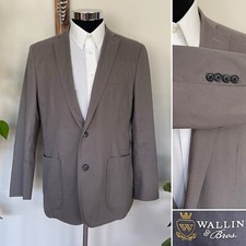 Wallin  Bros Mens Two Button Gray Blazer Cotton Sport Coat Jacket Size 42R