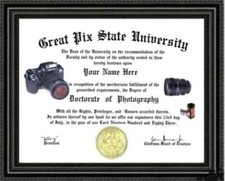 Photographer Lover's Doctorate Diploma / Degree Custom made & Designed for you