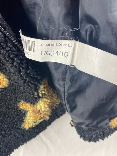 Urban Kids Teddy Bear print Fleece Faux Fluffy Zippered Hoodie coat SZ L(14-16) - Picture 10 of 15