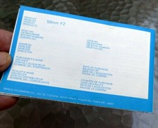 Minolta MD 50mm f2 Lens warranty information booklet 1970's
