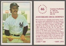 RICK DEMPSEY-1975 SSPC # 438-NEW YORK YANKEES C/OF-50+ YEAR OLD COLLECTIBLE