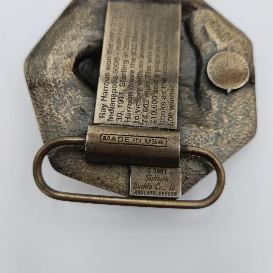Ray Harroun 85th Year Indianapolis 500 May 27, 2001 Bronze Pit Badge Belt Buckle - Image 3 of 4