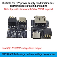 PD/QC/AFC Fast Charge Decoy Trigger Support 9V 12V 15V 20V Fixed Voltage Output