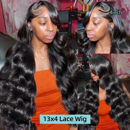 200 Density Body Wave 13x4 HD Transparent Lace Front Human Hair Wig 30 40 Inch - Picture 2 of 12