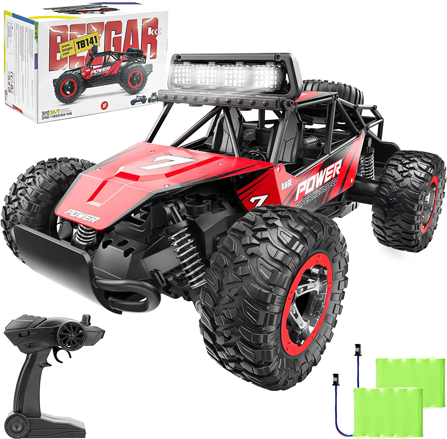 S - 1:14 Monster Truck For Kids & Adults, All Terrain, Red