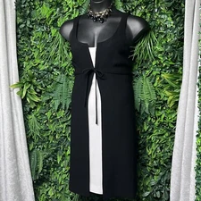 Vintage TERI JON RICKI FREEMAN Dress  Cocktail Women 14 Sheath  Black White 2689