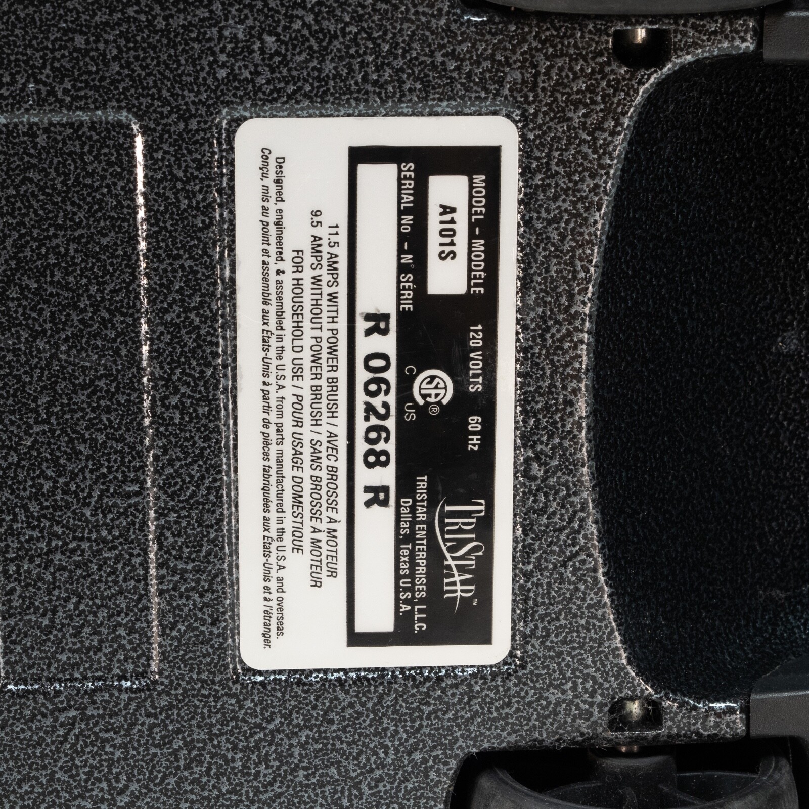 Tristar Canister Vacuum Cleaner Model A101S Power Head Hose Wand Black