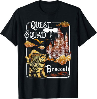 Cat Quest Squad Broccoli T-Shirt Funny Gift Full Size S-4XL