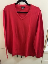 Alfani Men  s Red V Neck Solid Cotton Pullover Sweater Size XL