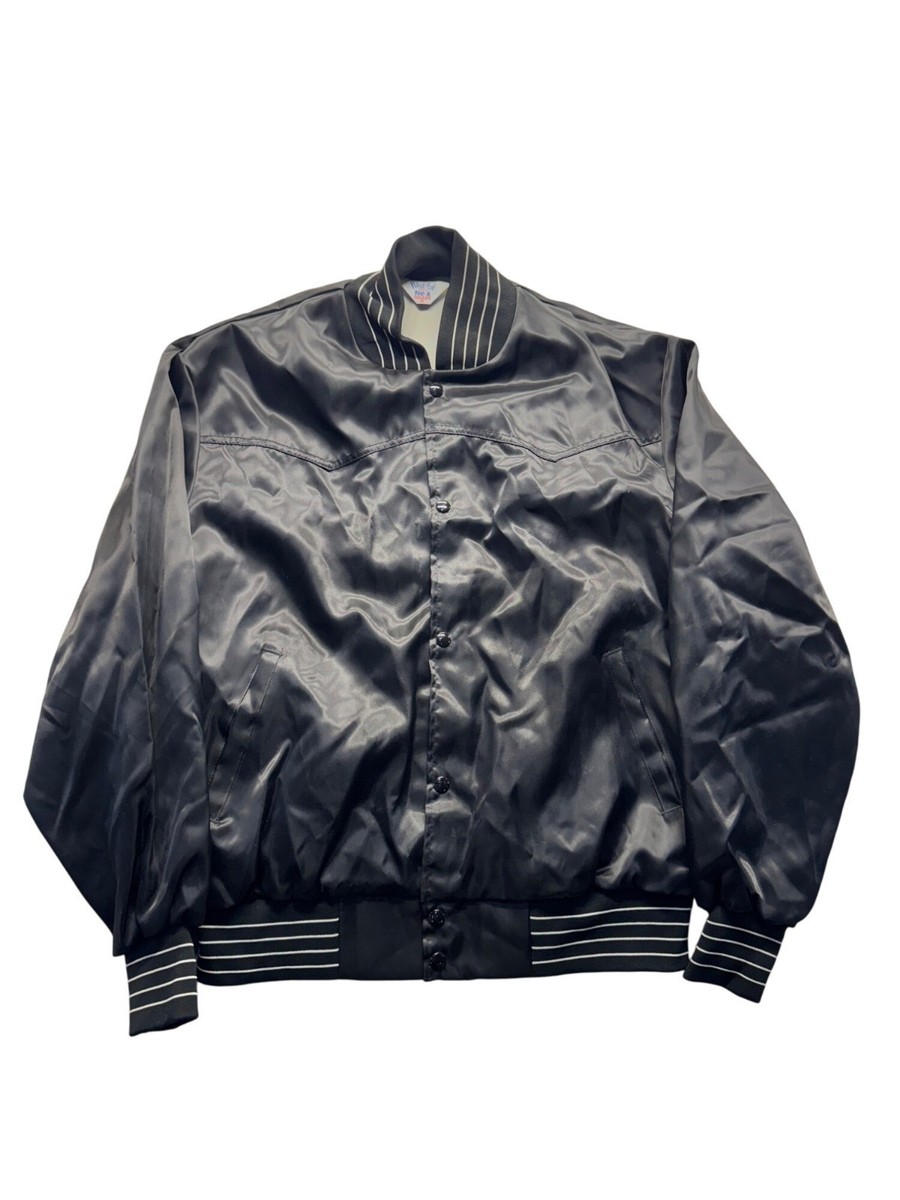 WestArk XL Black Satin Bomber Jacket Vets Whoa N Go Fuel Stops