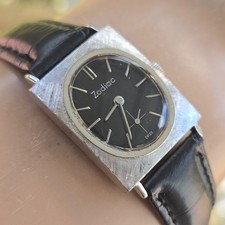 Orologio vintage ZODIAC uomo carica manuale quadrante nero 10K RGP svizzero anni 50