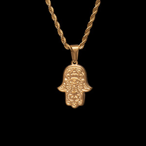 Authentic 18K Gold-Plated Hamsa Pendant - Hand of Fatima Necklace