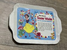 Vintage Snow White And The Seven Dwarfs Tin Disney Tea Tray 1960s - Read