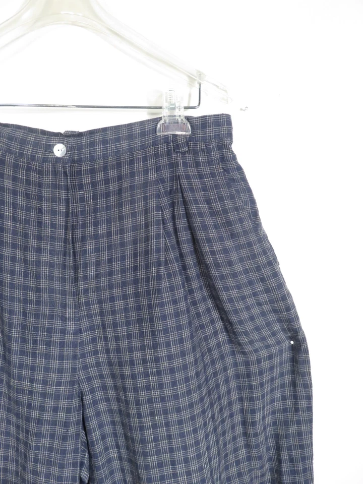 Pantalón Pantalón De Colección Años 90 Lino Azul Plisado Delantero Talla 31 x 31 Foto 3 de 4