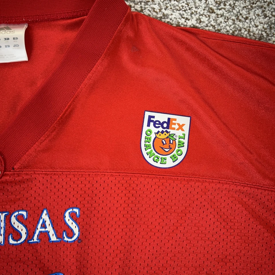 Kansas Jayhawks Football Jersey Mens 2XL Red NCAA Adidas Orange Bowl #5 Sport - Image 3 of 4