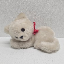 Dakin 1978 White Kitten Cat Red Bow Ground Nutshells Plush
