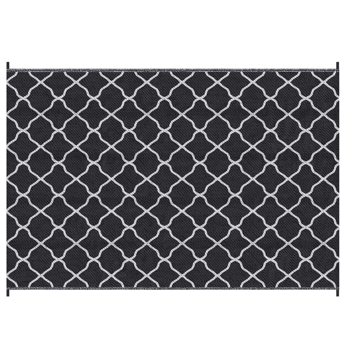 Outsunny Reversible Waterproof Outdoor Rug with Carry Bag, 182 x 274 cm - Black