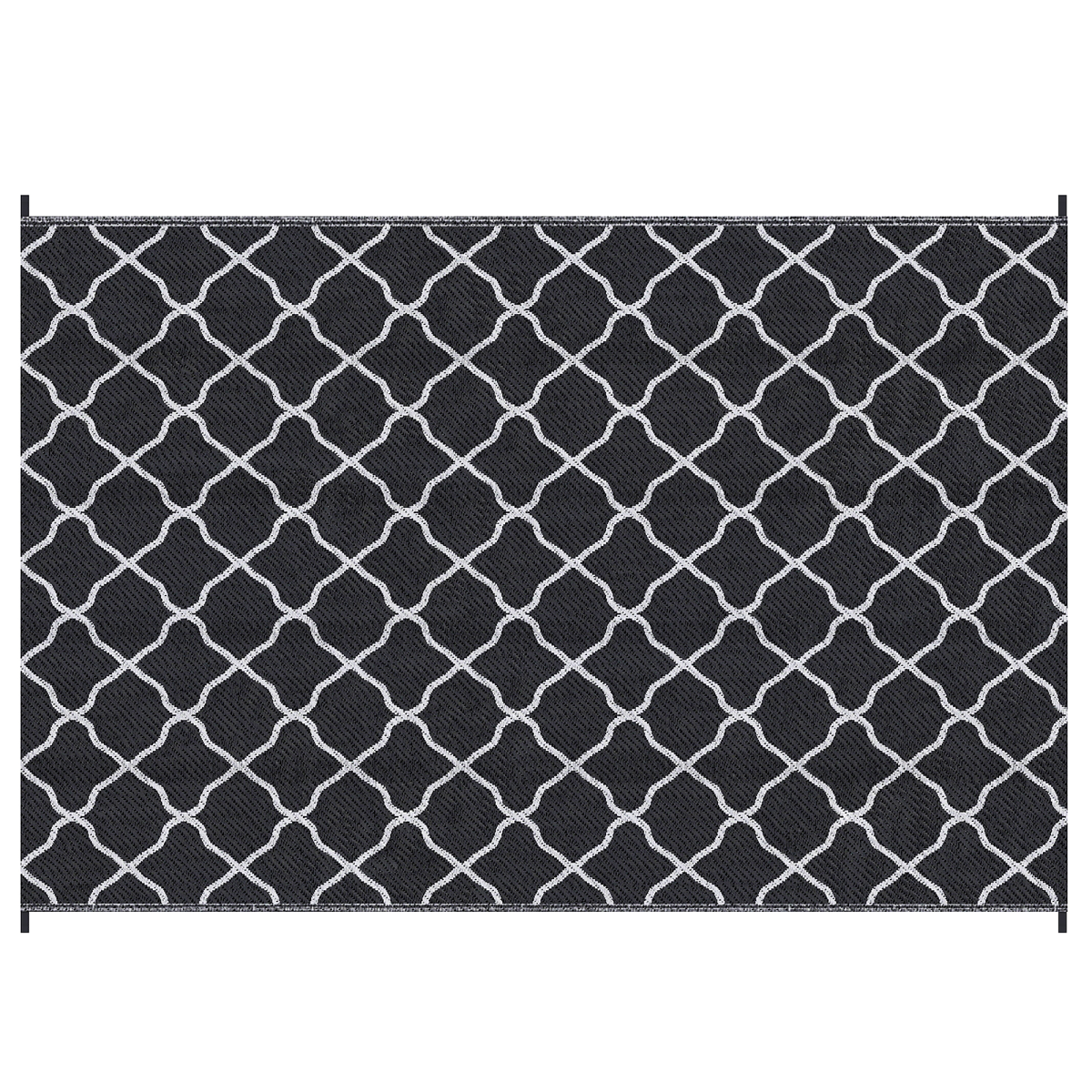 Outsunny Reversible Waterproof Outdoor Rug with Carry Bag, 182 x 274 cm - Black