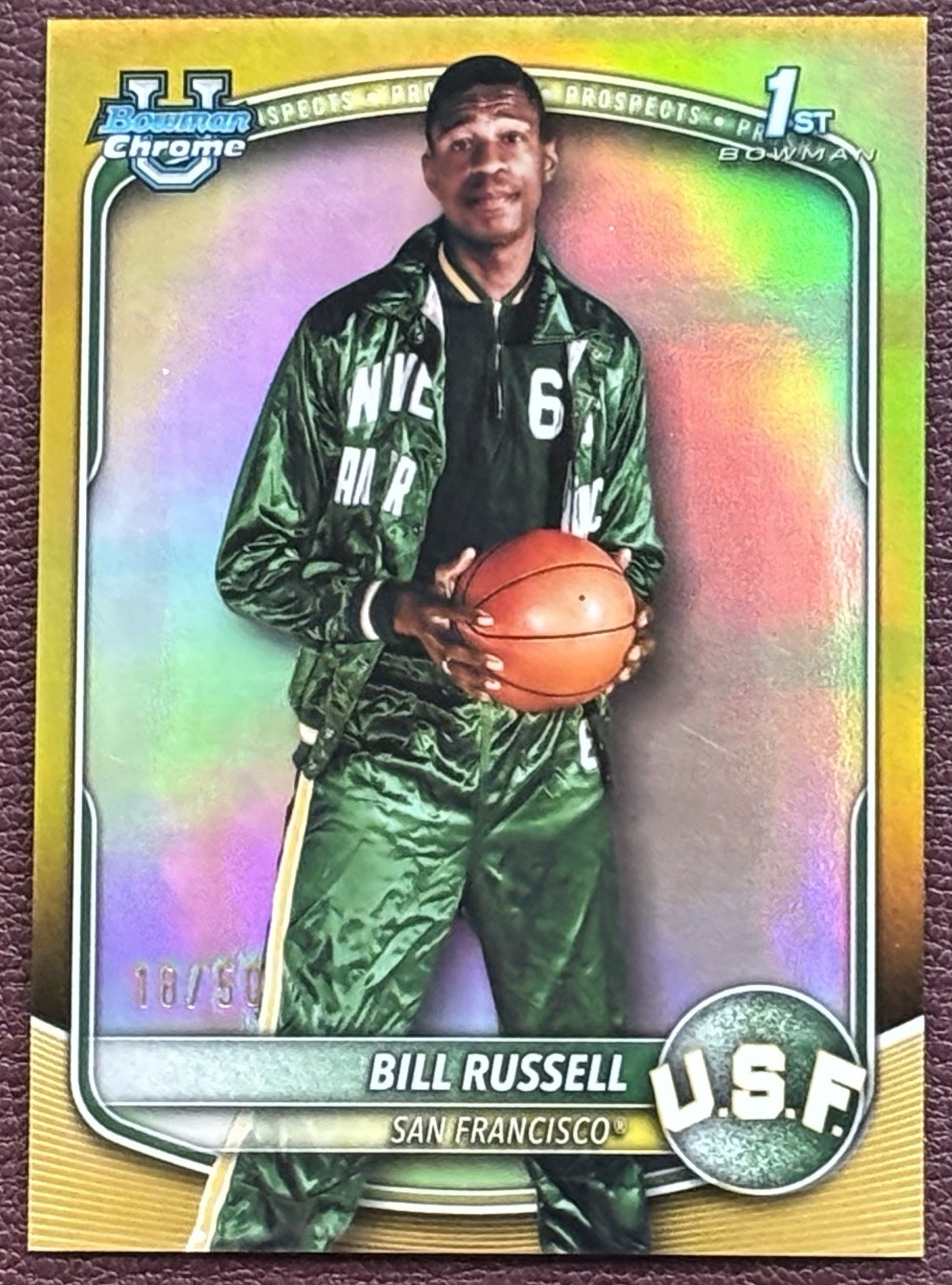 Bill Russell 2025-26 Bowman Chrome U 1st Gold Retrofractor /50 SSP
