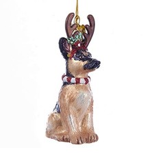 Noble Gems German Shepherd With Antlers Glass Ornament NB1261GS New