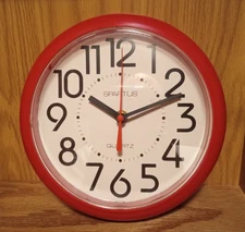 Vintage Early 1980's Red Spartus Wall Clock (Model 237681 S) + Bonus Clock (USA)