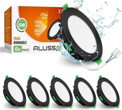 5W LED Einbauleuchte Ultra Slim 3 Farben Deckeneinbauleuchten Schwarz 6er Pack)