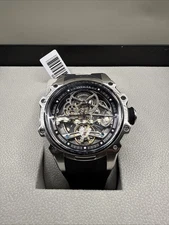 Invicta Men's S1 Rally 43mm Automatic 69001 Silver Tone Case Black strap Skele